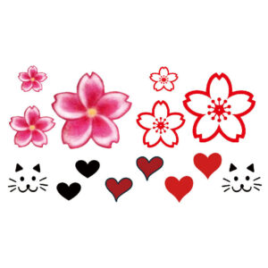 Cute Hearts Cats Flowers